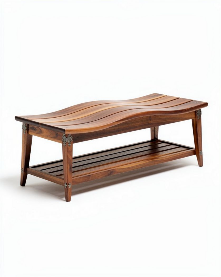 Table basse en bois avec étagère pour salon - 120 x 60 x 40cm