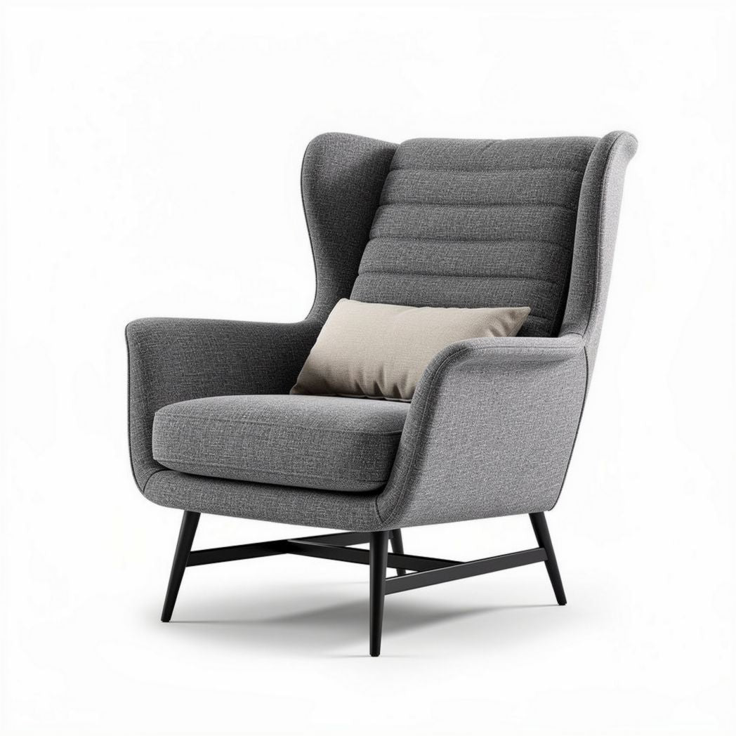 Fauteuil en tissu pour salon avec coussin - 85 x 80 x 100cm