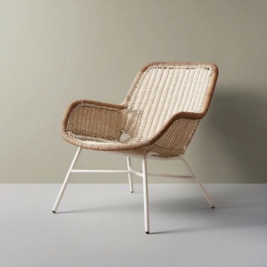 Fauteuil en rotin pour intérieur ou extérieur - métal et rotin - 80 x 70 x 90cm
