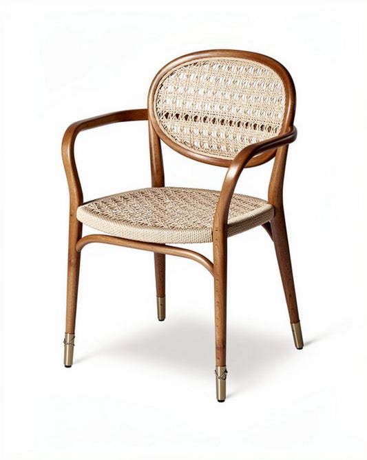 Chaise en bois avec assise en rotin pour espaces de repas - 40 x 45 x 85cm