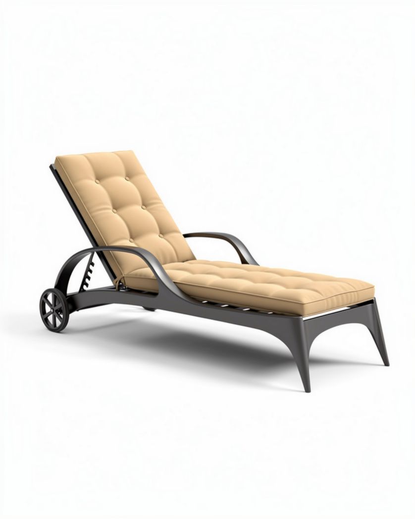 Chaise longue de jardin en aluminium et tissu résistant - 200 x 80 x 50cm