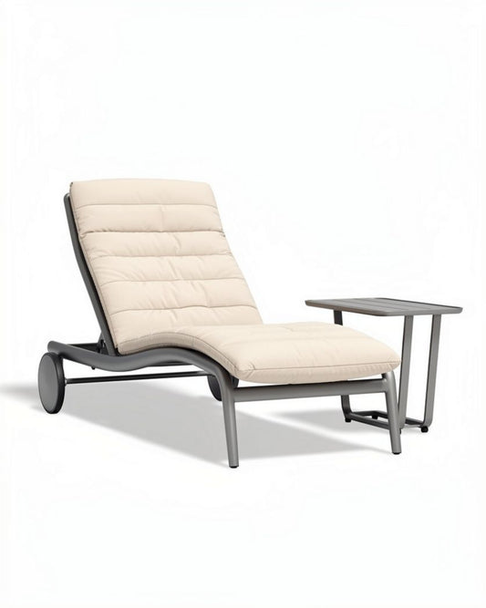 Chaise longue inclinable pour jardin en aluminium et tissu - 150 x 70 x 90cm